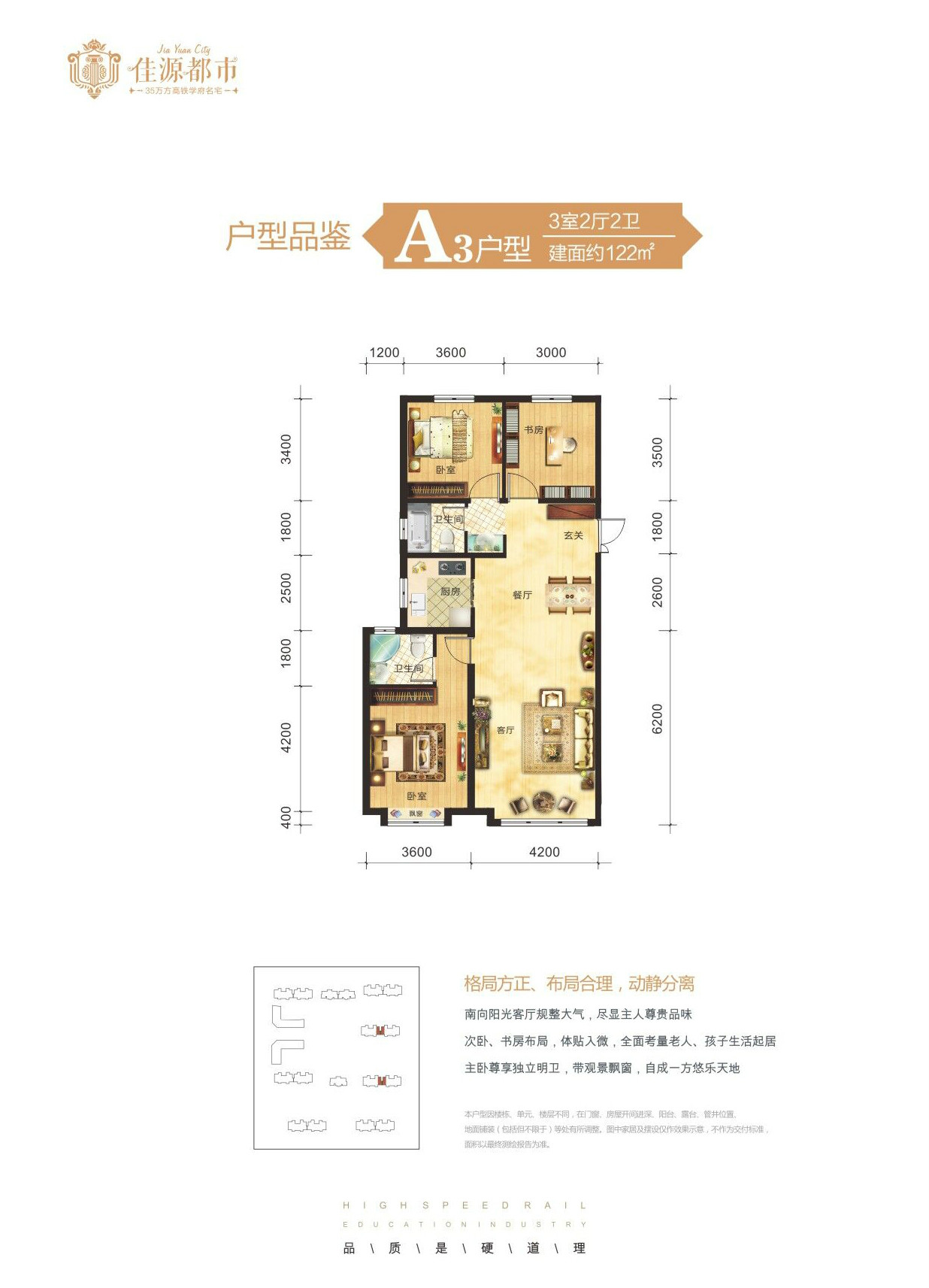 佳源都市A3戶型：三室兩廳兩衛(wèi)