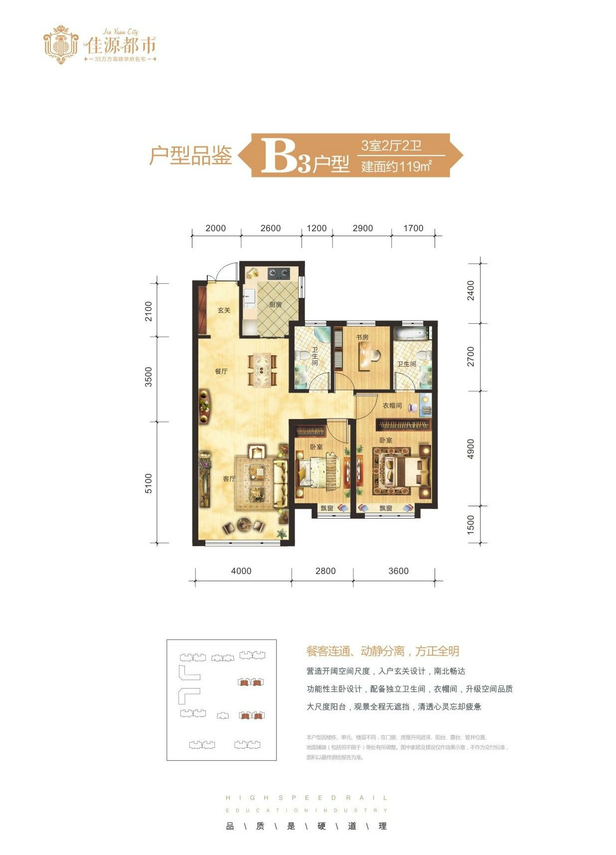 B3戶型：三室兩廳兩衛(wèi)