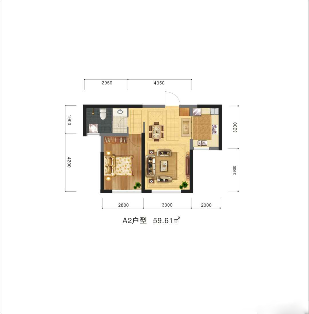 浙商大廈·金色錢江A2戶型：一室一廳一衛(wèi)