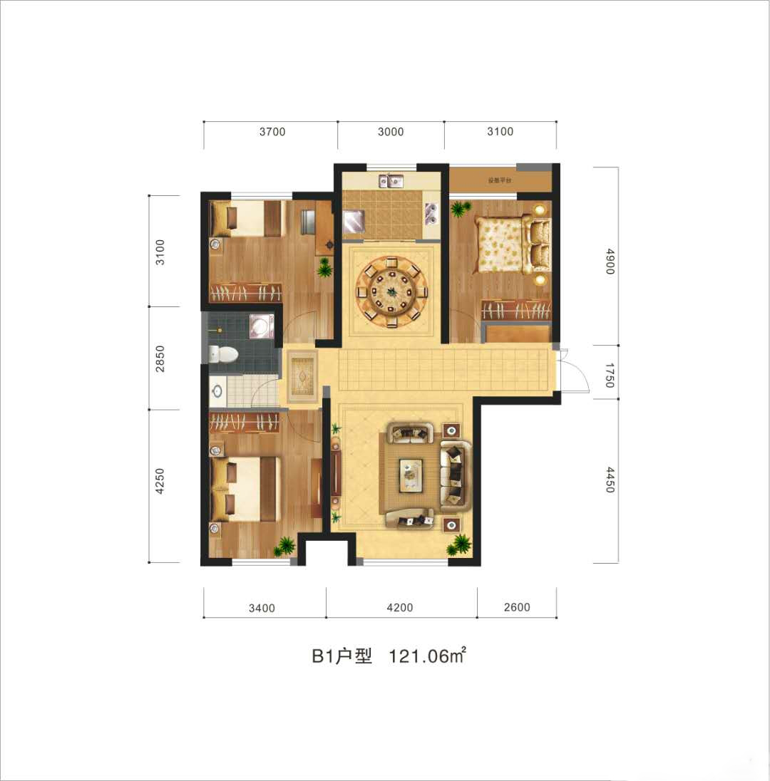 浙商大廈·金色錢江浙商大廈·金色錢江B1戶型：三室兩廳一衛(wèi)