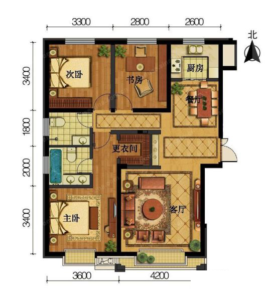 亞歐國際風(fēng)情街三室兩廳一廚兩衛(wèi)120㎡ 110.4萬元-套