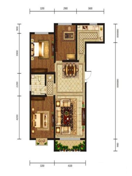 西雅圖小鎮(zhèn)HE戶型3室2廳1衛(wèi)105㎡