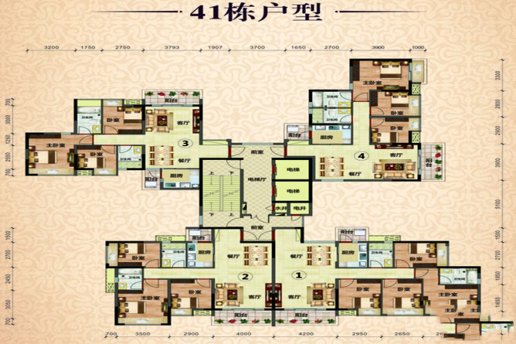 41棟戶型 4室2廳2衛(wèi)1廚 125.99㎡ 63.74萬元-套