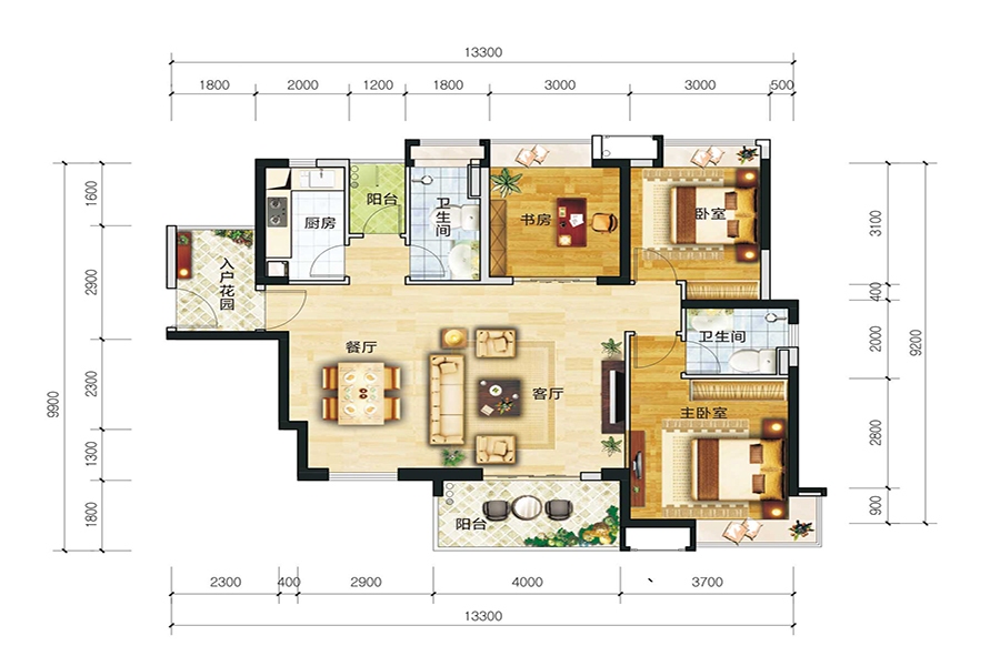 建華悅景臺10棟04戶型 3室2廳2衛(wèi)1廚 118.41㎡ 74.6萬元-套