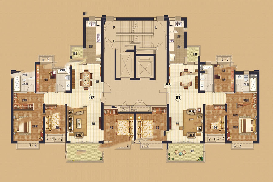 陽江恒大悅龍府戶型圖6 4室2廳2衛(wèi)1廚 143㎡ 107.25萬元-套