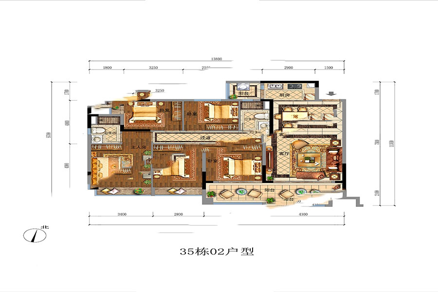 東湖御苑35棟2單元 5室2廳2衛(wèi)1廚 142.21㎡