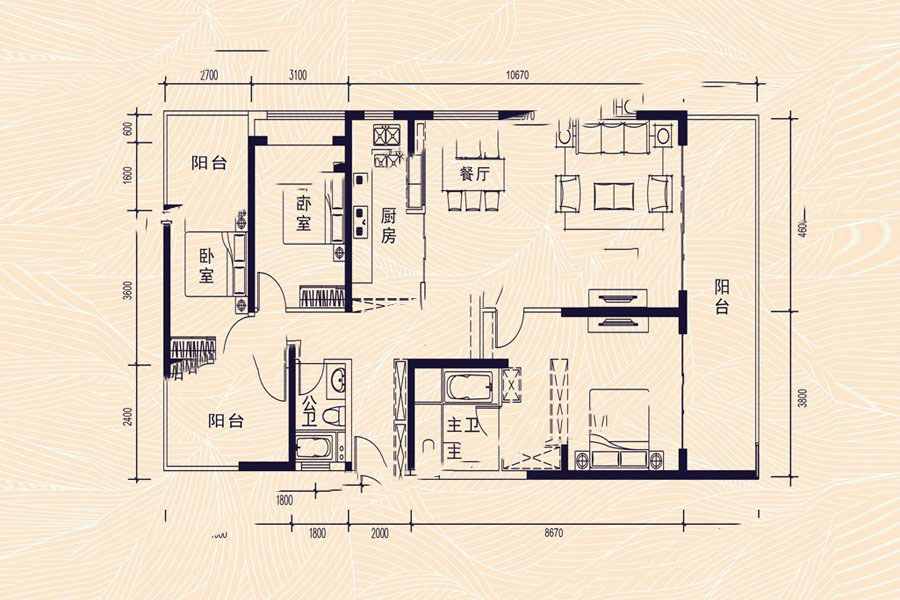 保利達(dá)·江灣南岸15棟01號(hào)房E戶型 3室2廳2衛(wèi) 169.41㎡