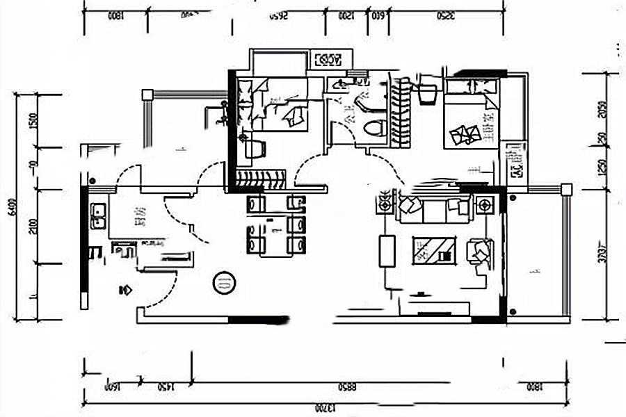 海倫堡中僑公館1棟02-03戶型 3室2廳2衛(wèi)1廚 120㎡ 146.4萬元-套