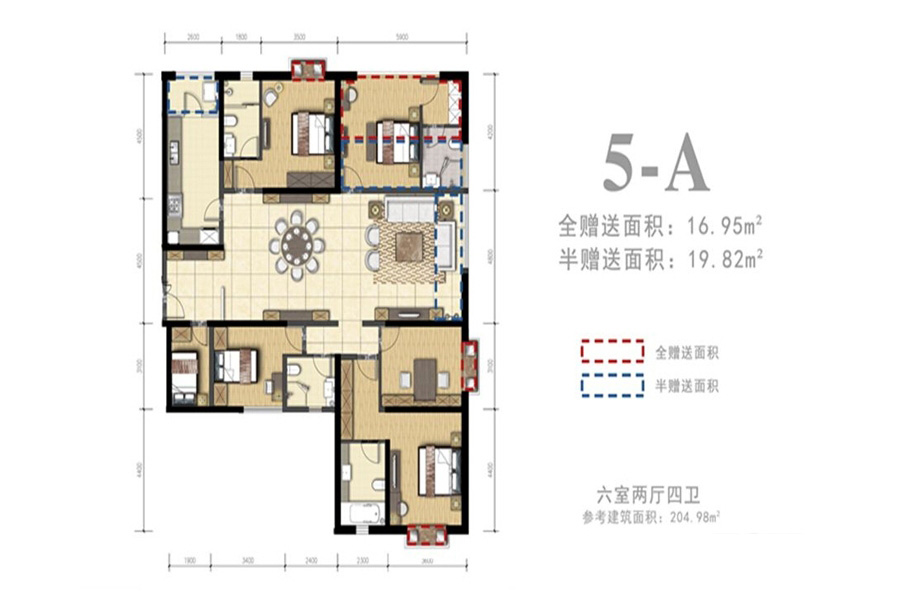 外灘名著5-A 6室2廳4衛(wèi)1廚 204.98㎡ 204.98萬(wàn)元-套