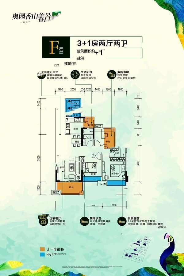 奧園香山美景F戶(hù)型 4室2廳2衛(wèi)1廚 100㎡