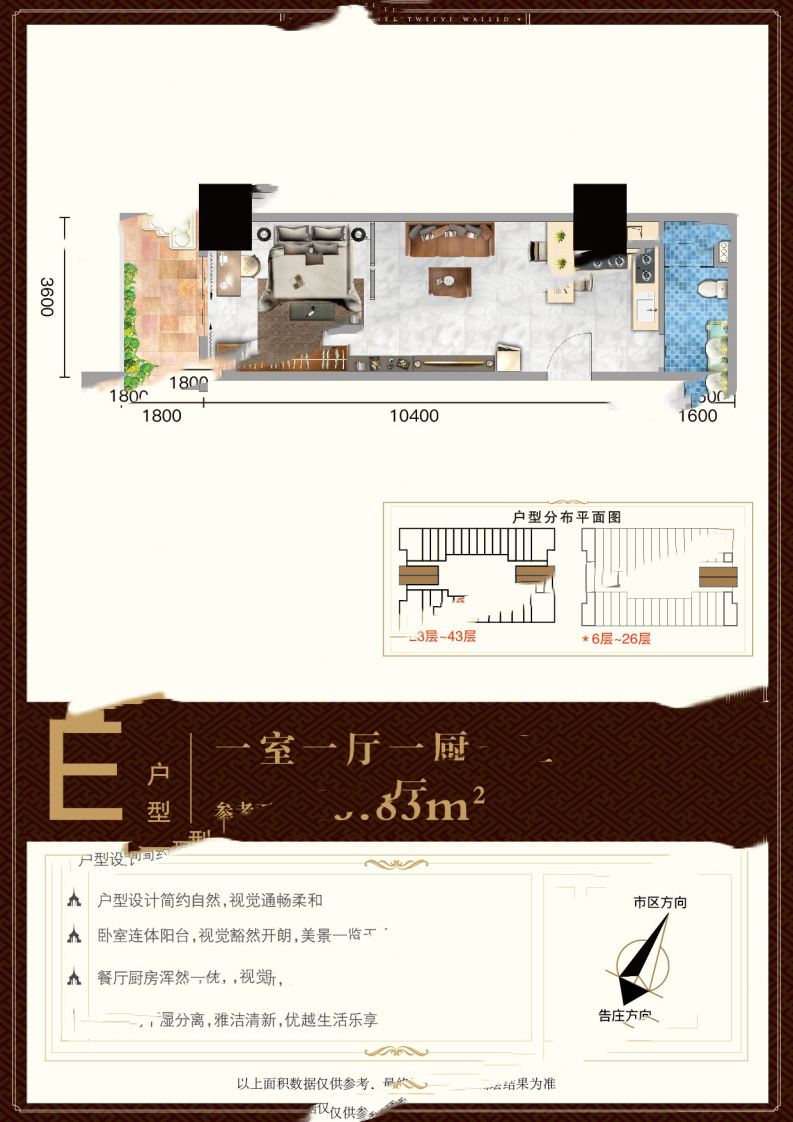 E戶型 1室1廳1衛(wèi)1廚 62.83-70㎡