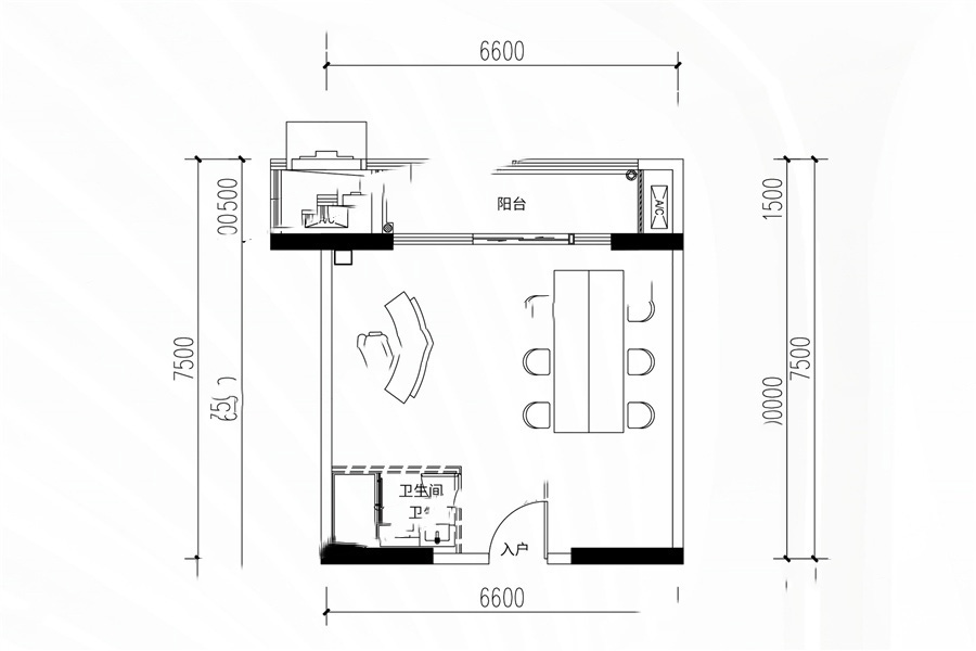 魯能海藍(lán)公館LOFT創(chuàng)辦空間戶型 開間 58㎡