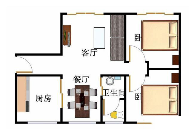 西聯(lián)小區(qū)西聯(lián)超市商住樓A2B戶型圖2室2廳1衛(wèi)1廚 74.97㎡