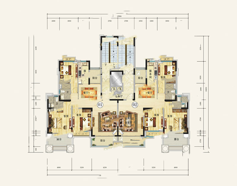 恒大海口文化城7層洋房-3F 3室2廳2衛(wèi)1廚 104.48㎡