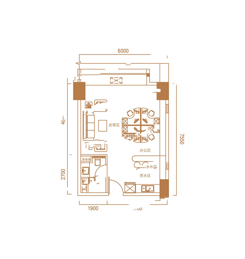 綠地海長流2#C戶型 開間 建面65㎡ 97.5萬元-套