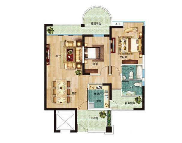 麗晶維港麗晶維港B3戶(hù)型圖 2室2廳2衛(wèi) 建面119.49㎡