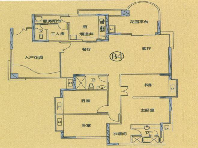 麗晶維港麗晶維港B4戶型圖 5室2廳3衛(wèi) 建面189㎡