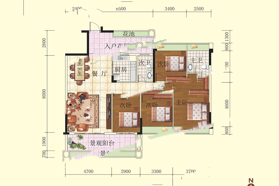 天基御苑3棟02 4室2廳2衛(wèi)1廚 166.27㎡