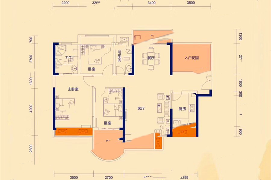 4棟03戶型 3室2廳2衛(wèi)1廚 132㎡