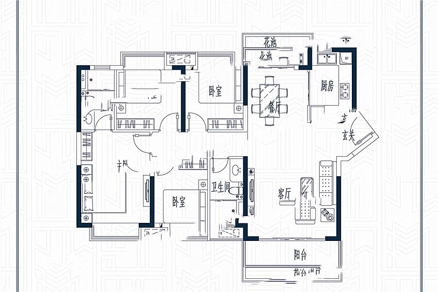 新城悅雋D戶(hù)型 4室2廳2衛(wèi)1廚 120-121㎡