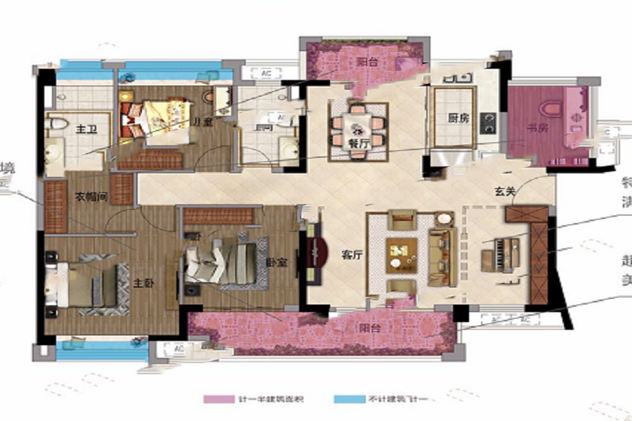 新城·香悅瀾山D 戶型 4室2廳2衛(wèi)1廚 140㎡