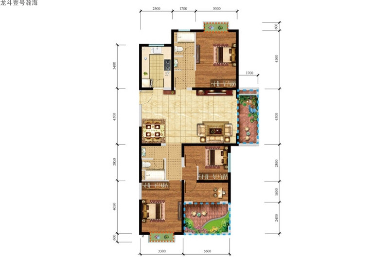 龍斗壹號(hào)瀚海龍斗壹號(hào)瀚海A6戶型4室2廳2衛(wèi)1廚 建面140.00㎡