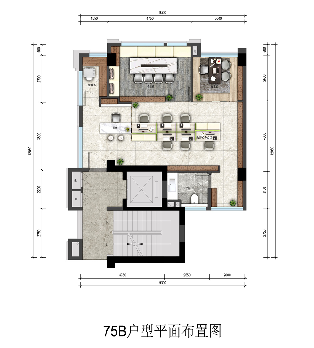 綠地空港GICB戶型 建筑面積約：75m2