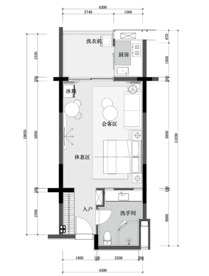 精裝小戶型產(chǎn)品：舒適型一居室