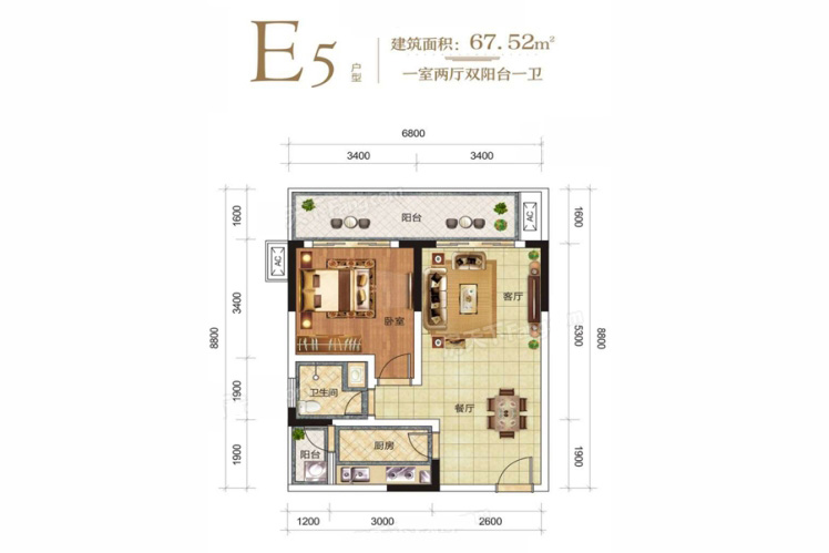 E5戶型戶型方正廚衛(wèi)不對門雙陽臺