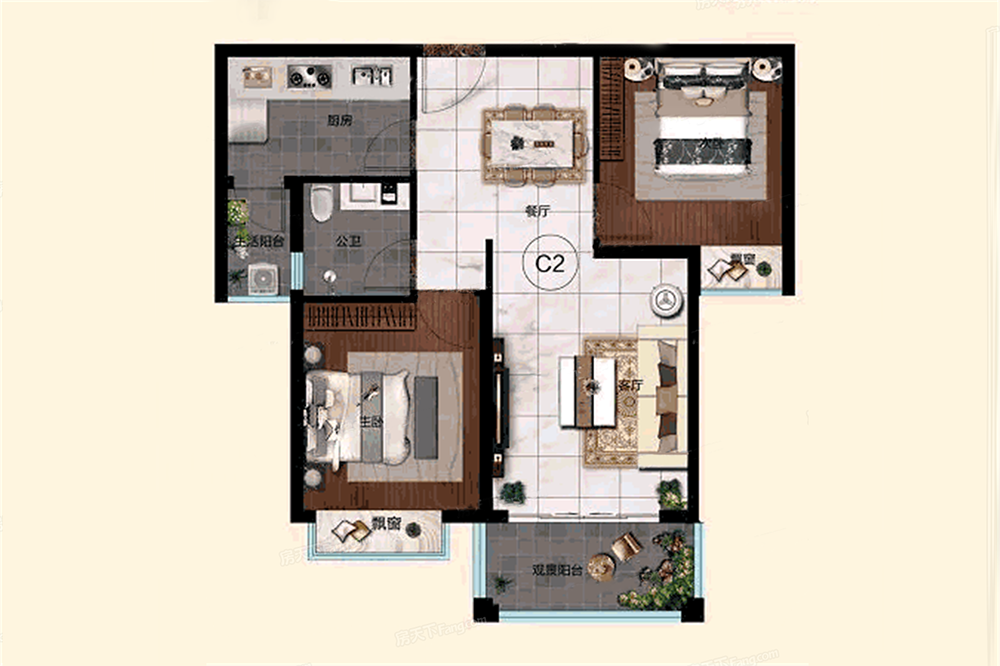 菏建海景灣菏建海景灣C2戶(hù)型