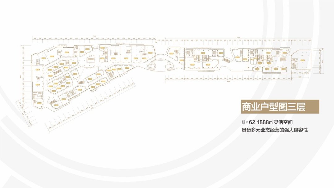 ?？谘啪訕分行纳虡I(yè)三層平面圖(建筑面積) 62~1888㎡