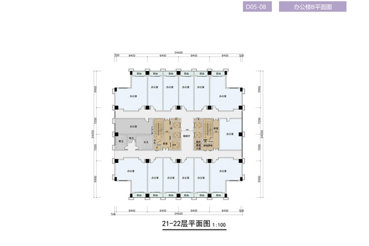 恒福時(shí)代中心辦公B21-22層層平面圖