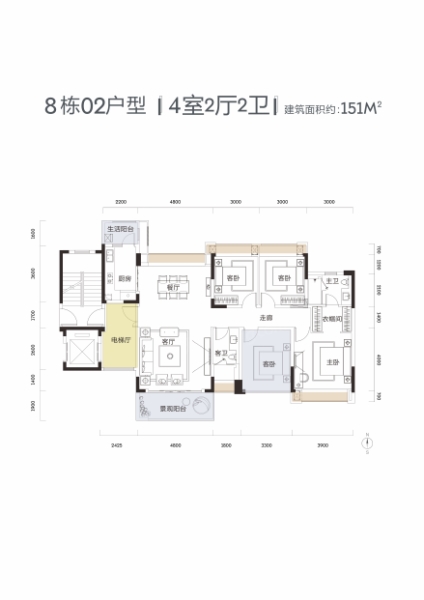 恒榮·城市溪谷8棟02戶型（01互為鏡像）