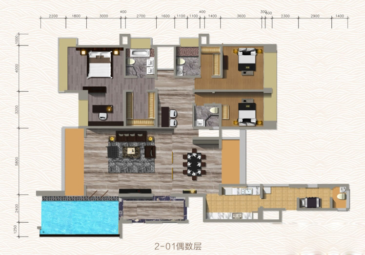 萬(wàn)菱情侶灣一號(hào)曼哈頓海居2-01偶數(shù)層