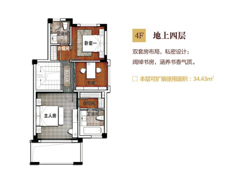 五洲東方墅別墅F戶型地上四層