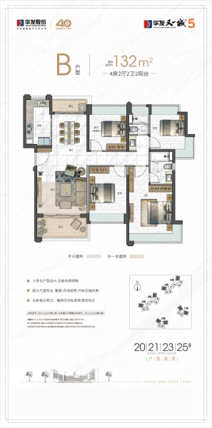 華發(fā)又一城5期 B戶型132 ㎡