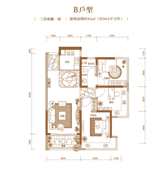 K2·荔枝灣5-6-7-9-10棟南向B戶(hù)型