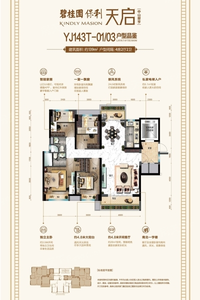 碧桂園保利·天啟YJ143T-01-03戶型