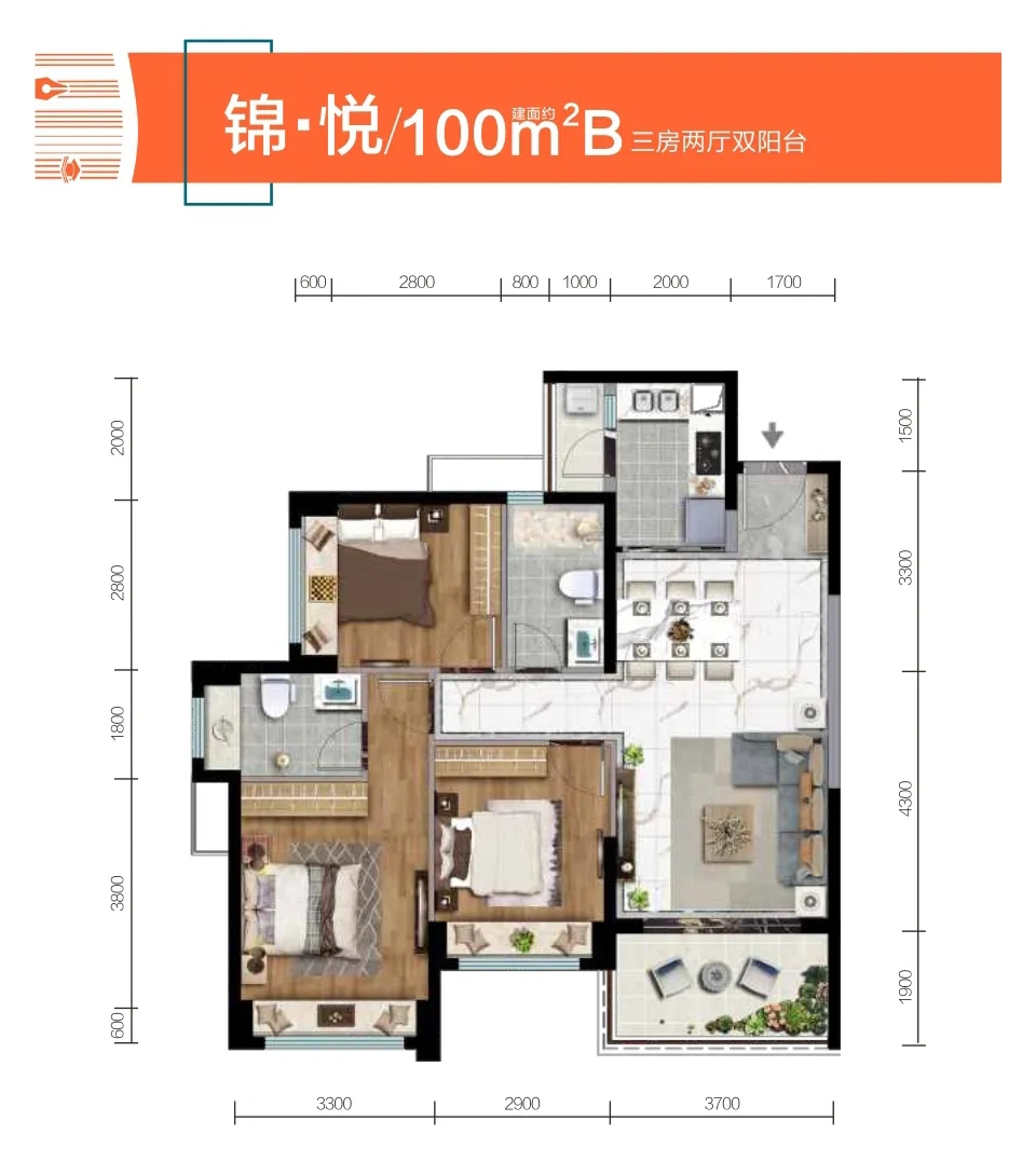 惠州星河丹堤錦·悅/100㎡B