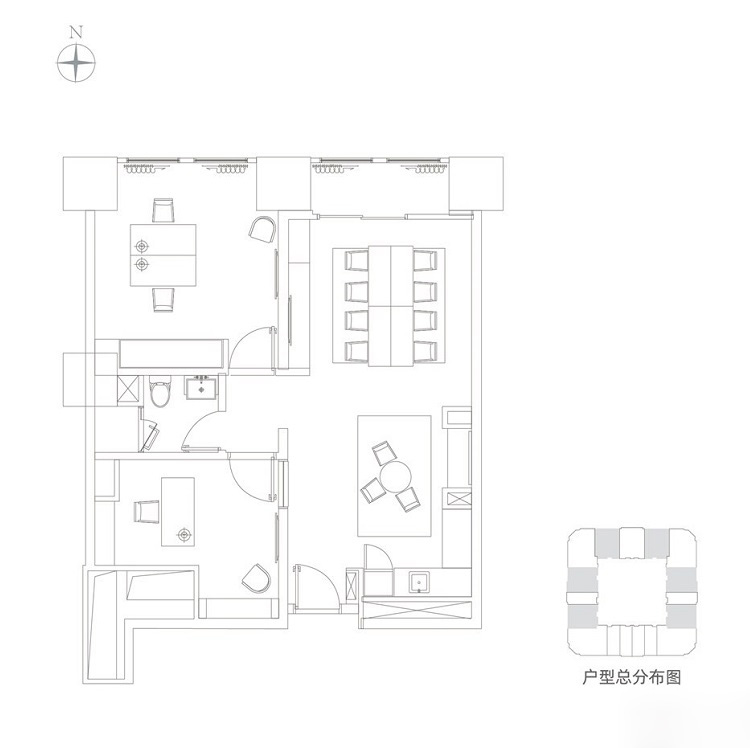 HFC(翰德金融中心)B戶型開間 126 ㎡